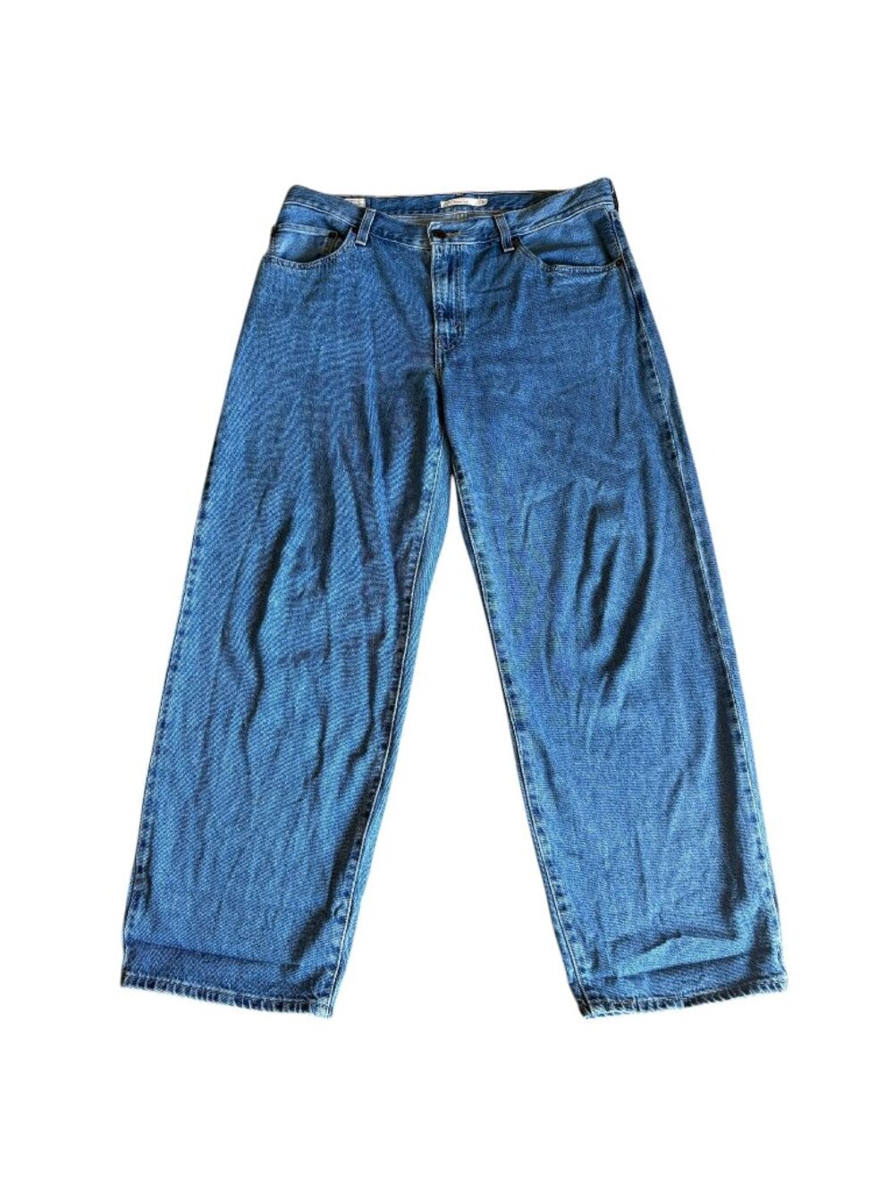 Levis Premium Baggy Dad Jeans Womens 31 Blue Medium Wash High Rise Denim Wide